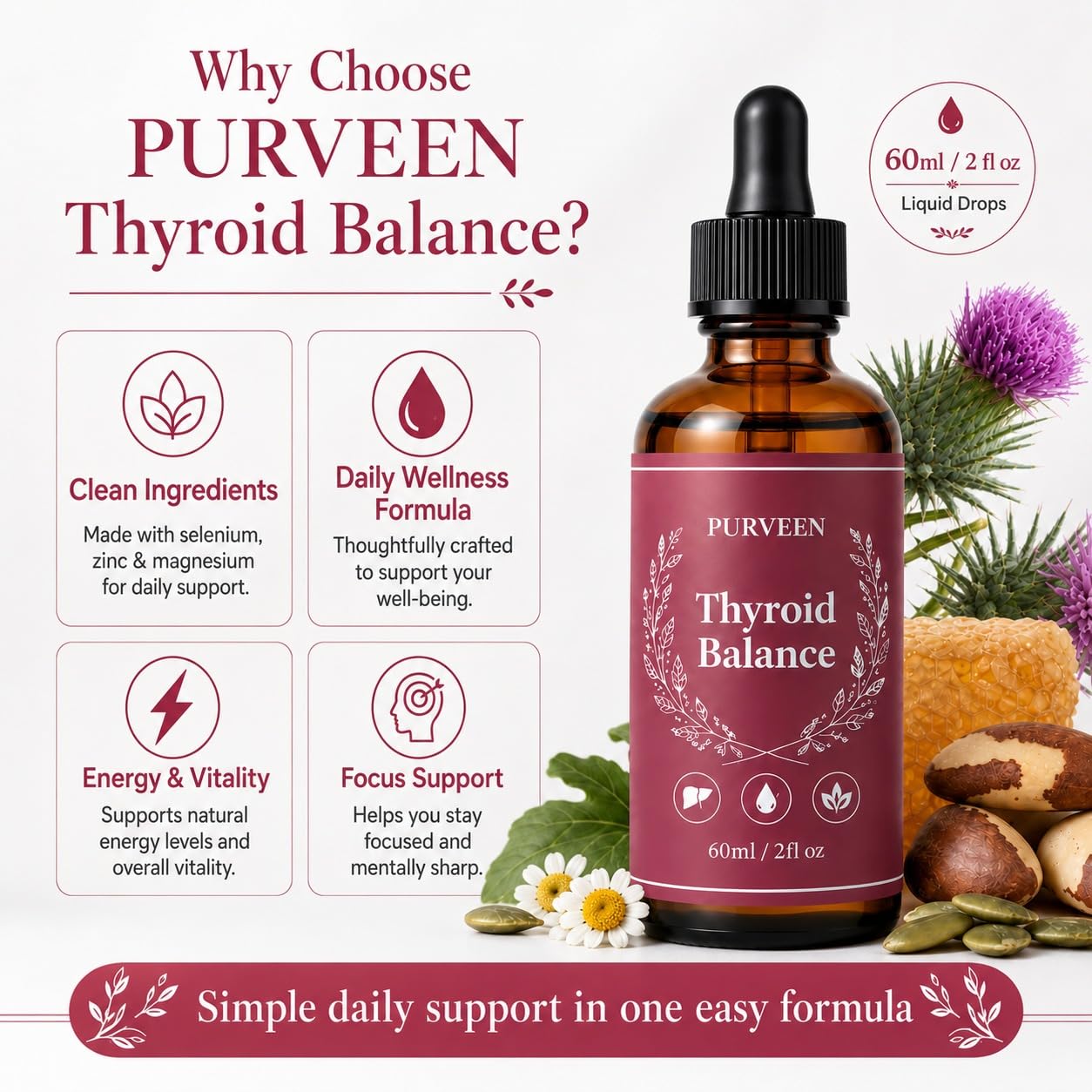 Thyroid Balance, Milk Thistle, Thyroid Support Drops for Women, Thyroid Support with Milk Thistle, Selenium, Zinc, Magnesium, Makes You Feel Energized — Amazon image 5
