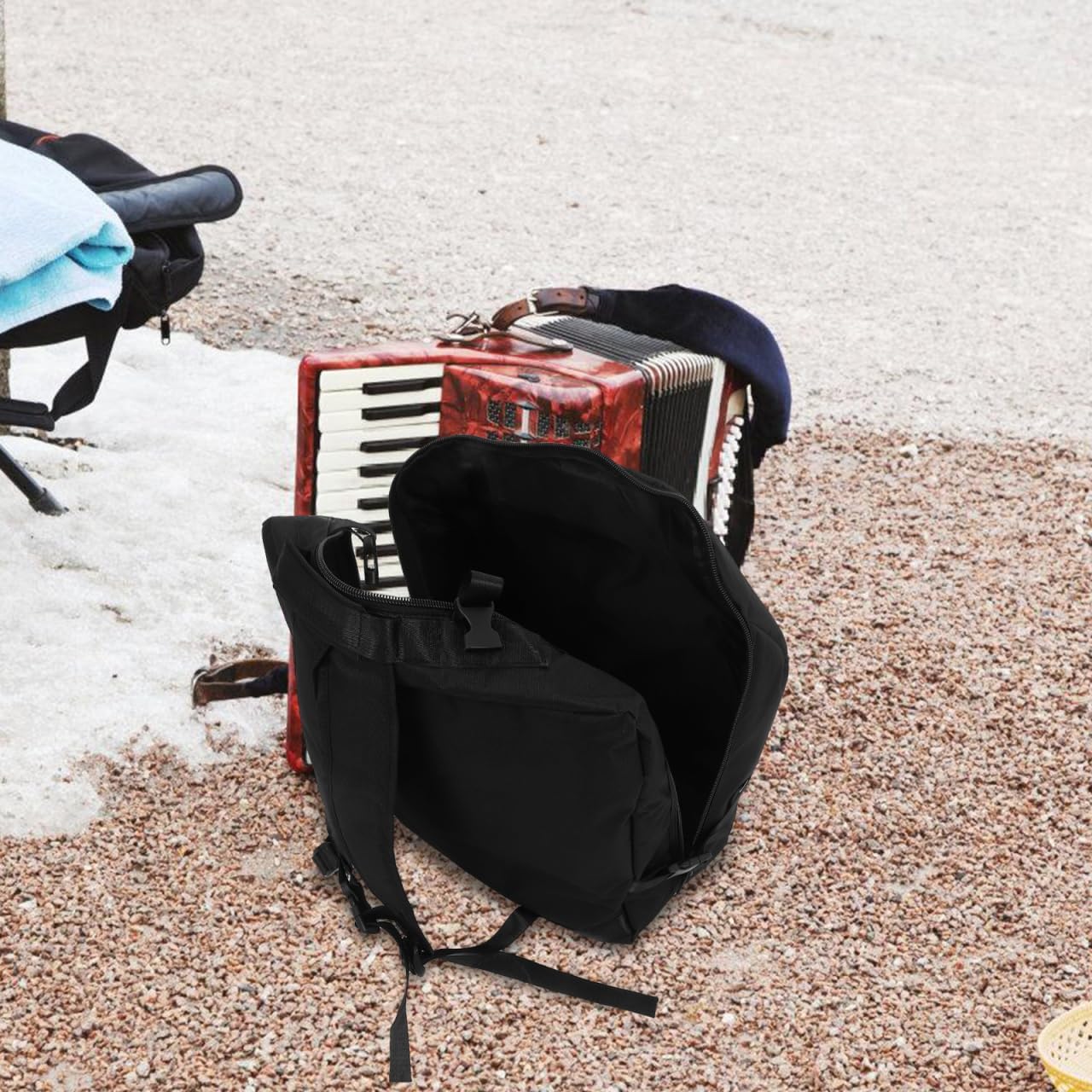 Accordion Case Gig Bag for 120 Bass Accordion Bag with Shoulder Straps Soft Black Padded Musical Instrument Backpack for Performance