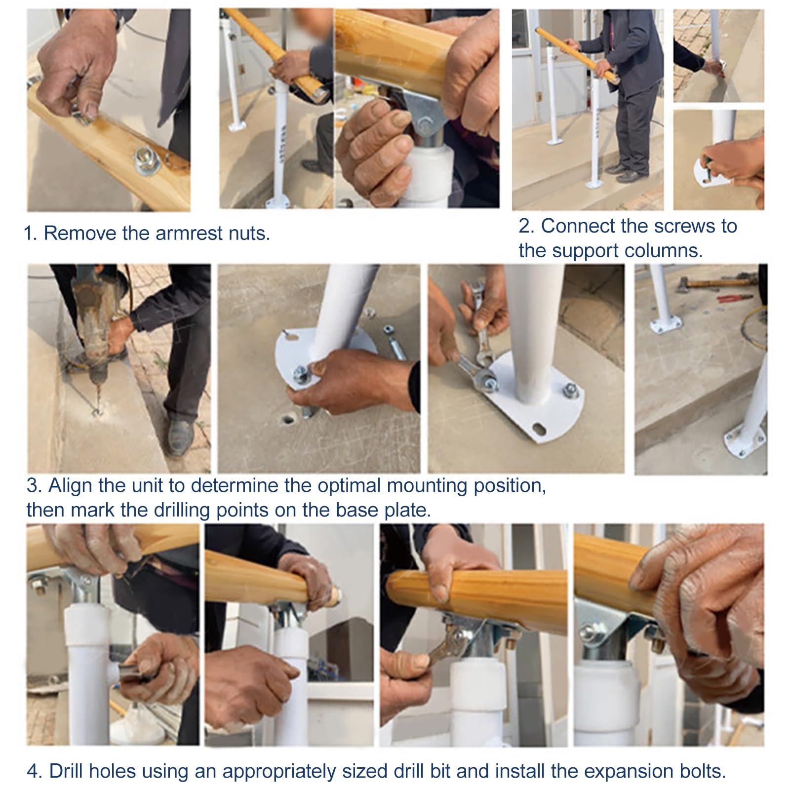 Barras paralelas de rehabilitación y fisioterapia, de altura ajustables, equipo de entrenamiento para la rehabilitación de miembros inferiores en bipedestación(140cm/55.1in)