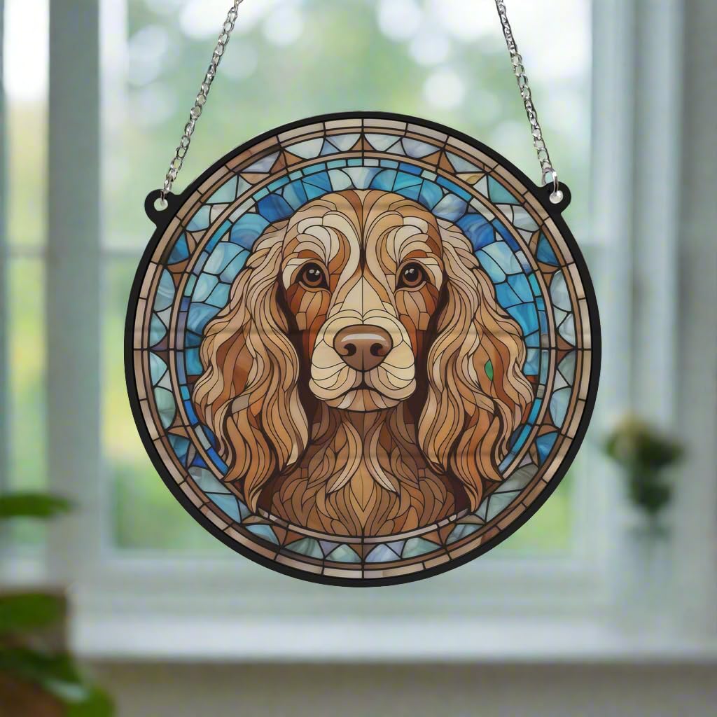 Cocker Spaniel Chocolate Stained Glass Effect Suncatcher Gift for Dog Lovers - 13cm - Image 3