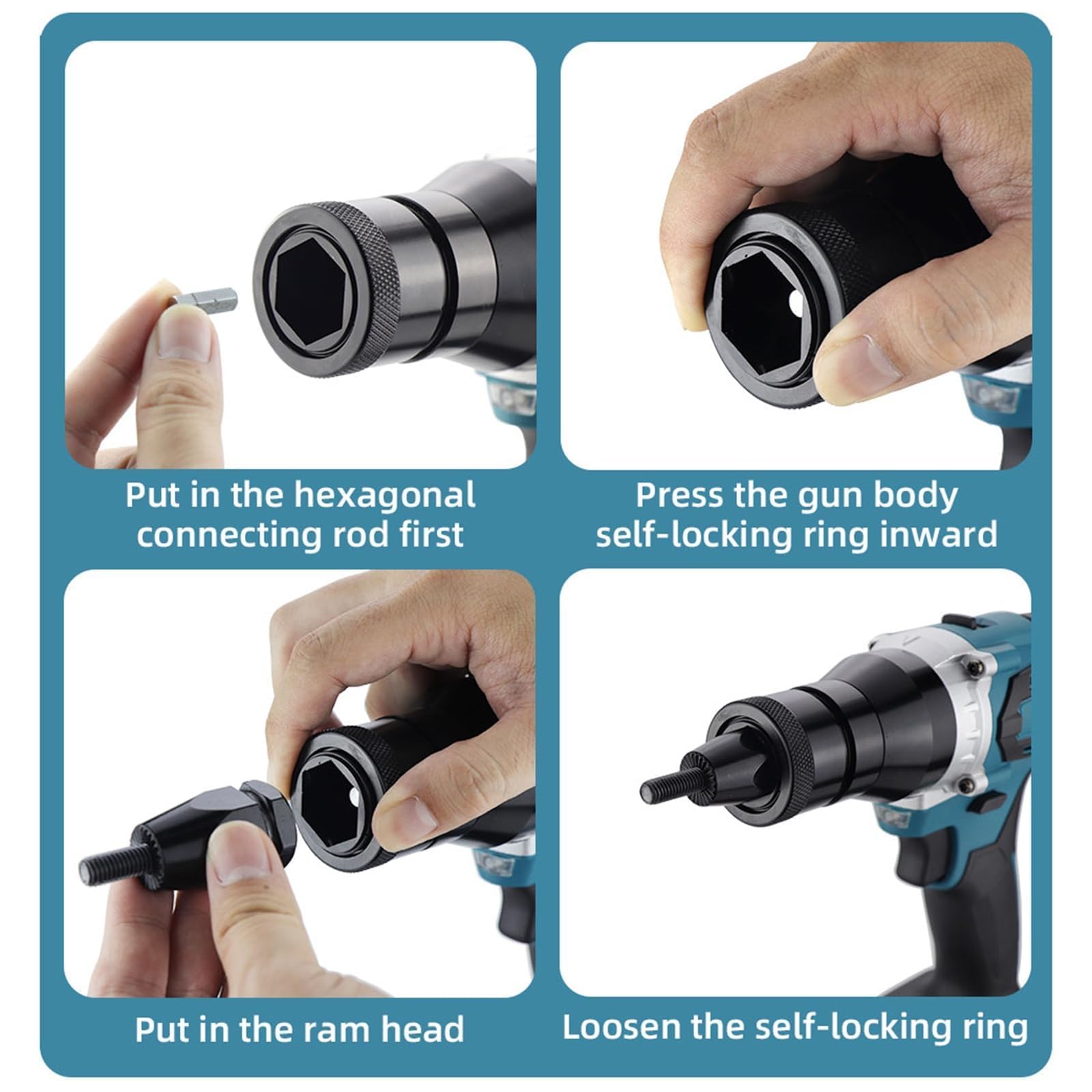 Pistola eléctrica inalámbrica de remaches, herramienta de remache ciego automático para tuercas M3-M12, remachadora de mano resistente para reparación de automóviles