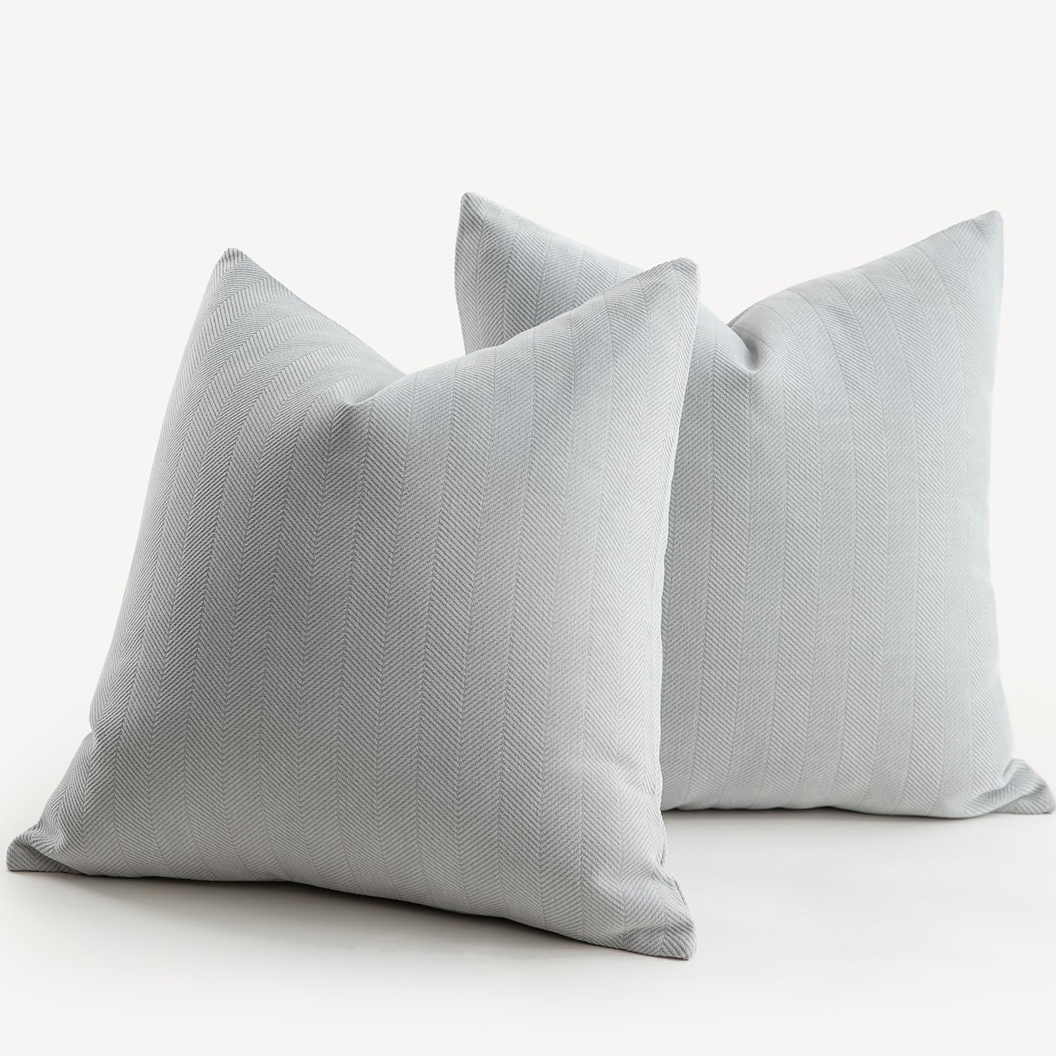 Mandioo Pack of 2 Chenille Cushion Covers Soft Comfortable Durable Throw Pillow Cases for Home Decor Sofa Couch Living Room Bedroom 16 x 16 Inch 40x40 cm Light Grey