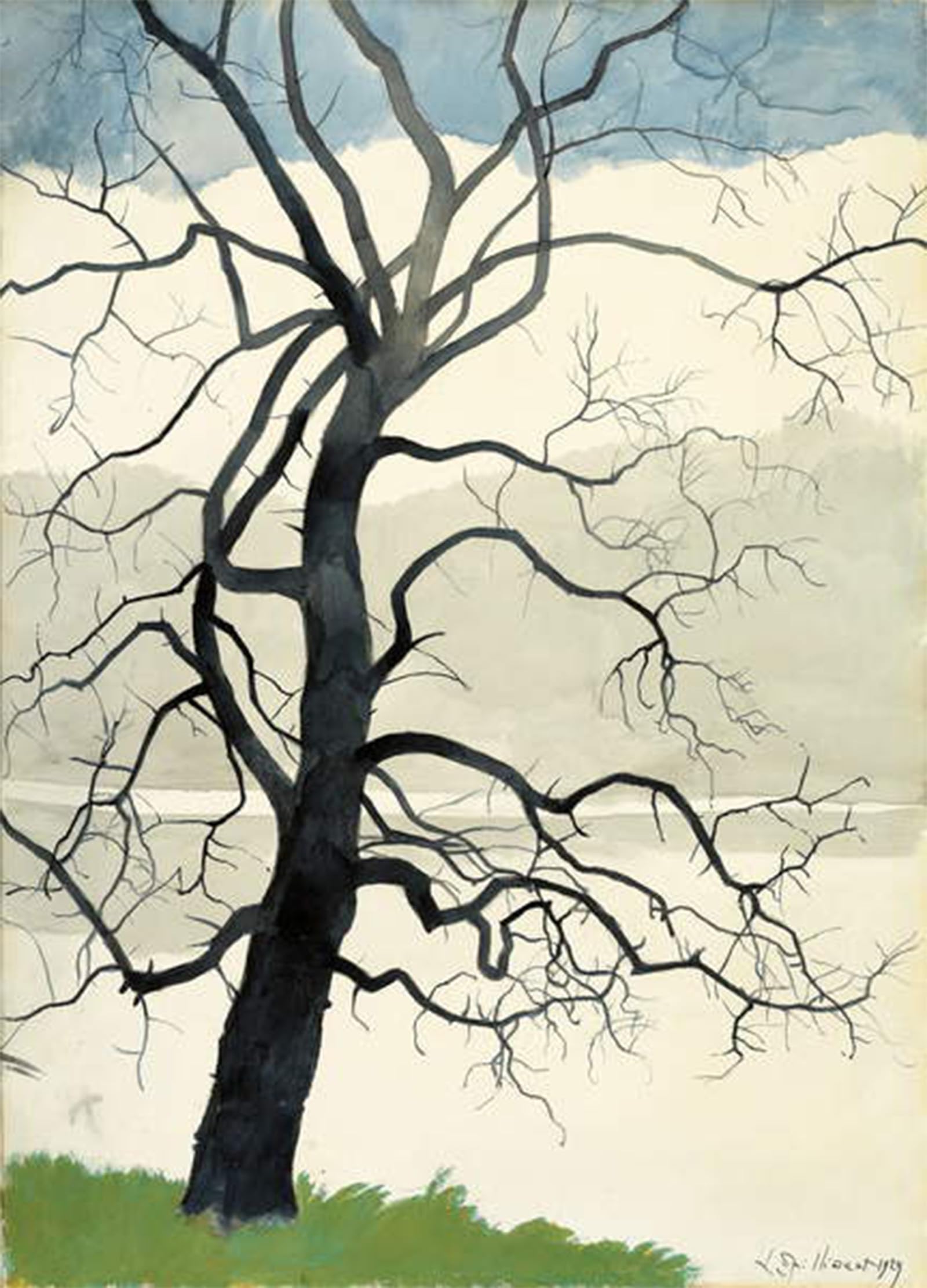 POSTERIIk Vintage Print Pop Art Landscape Artwork Solitary Tree At the Edge of the Pond by Leon Spilliaert Art Prints for Office Home Decor 60x90cm