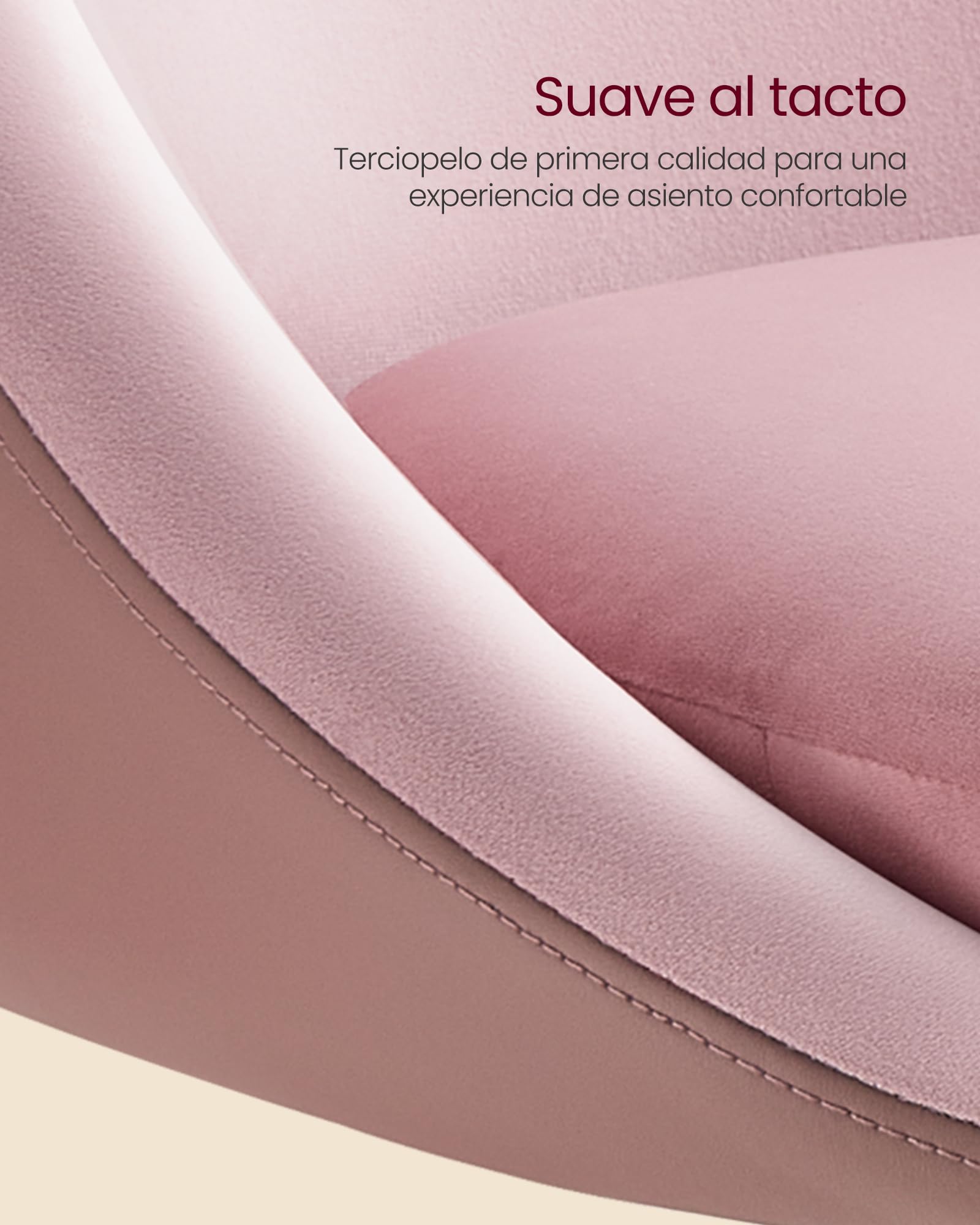 VASAGLE Silla Ajustable, Taburete de Tocador, Silla de Oficina Giratoria, Taburete de Bar con Respaldo y Base, Acero, para Mostrador, Oficina, Tocador, Comedor, Rosa Pastel y Gris Plata LJB100R01