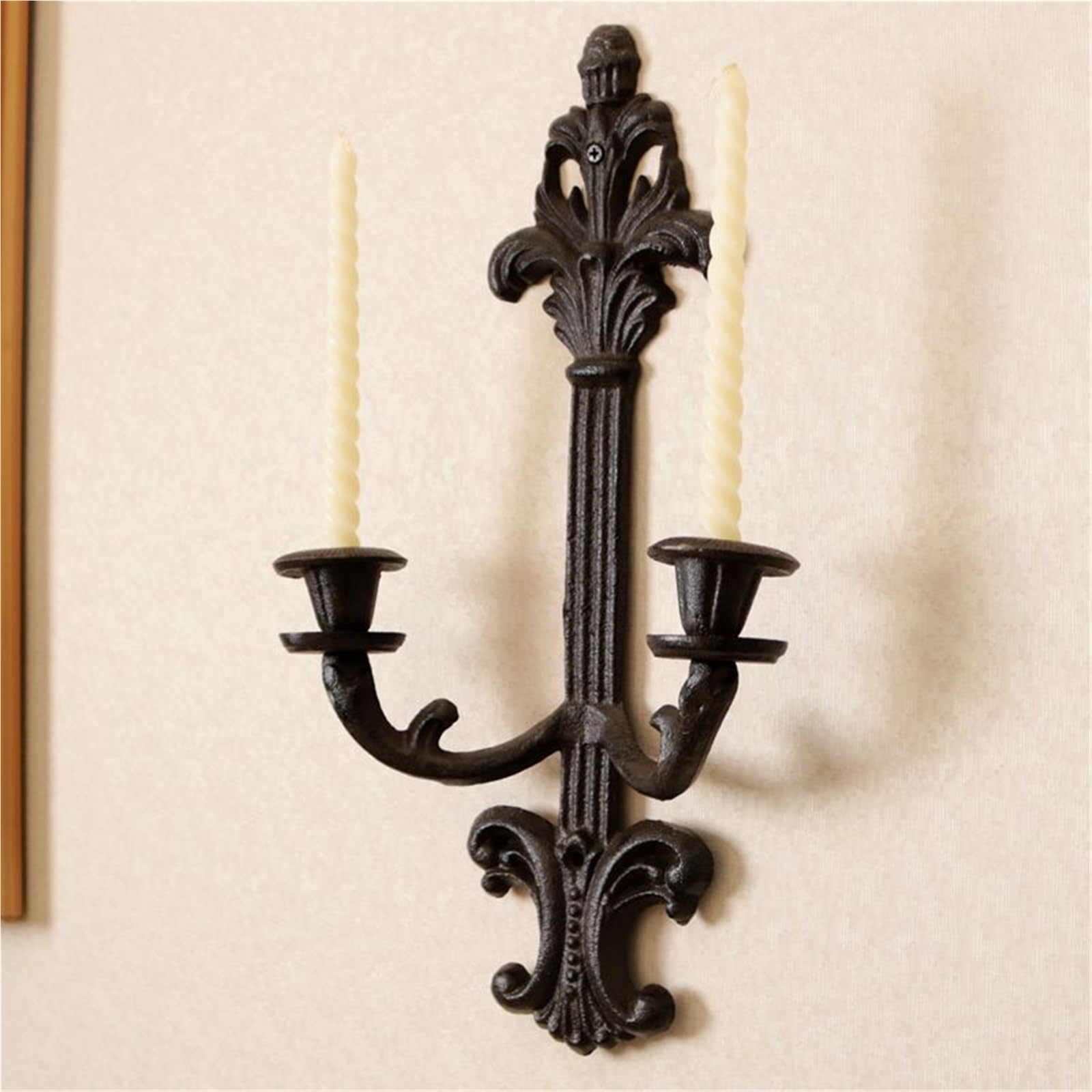 Candelabro de Pared de Hierro Fundido de Dos Brazos, candelabro de Metal para Patio, decoración del hogar, Regalo para baño y Dormitorio.