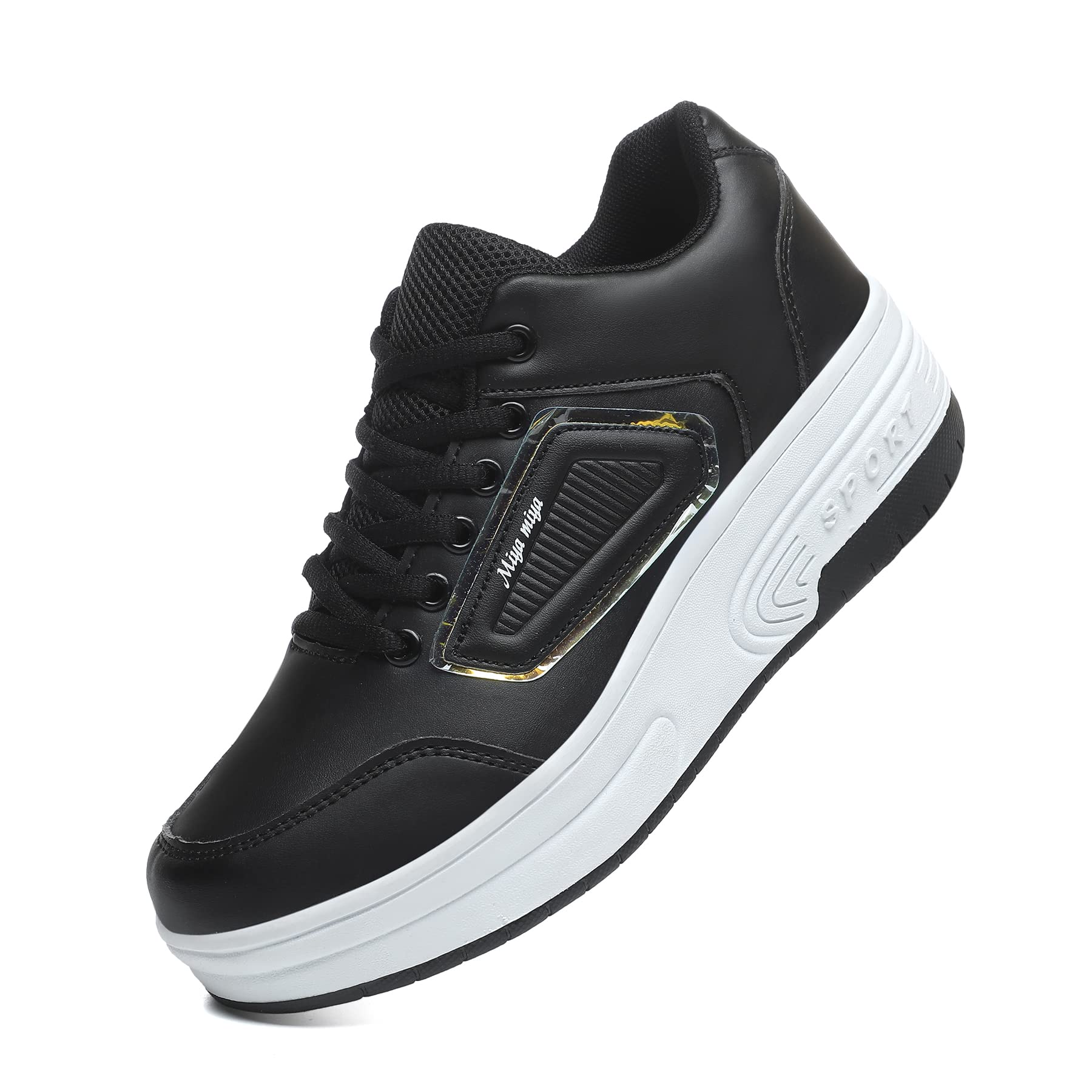 Chaussures à roulettes Fille Et Garçon Patins De Skate à roulettes Chaussures de Skateboard Outdoor Gymnastique ?Baskets Roller en Ligne Mode Poussoir Ajustable 99noir 39 EU