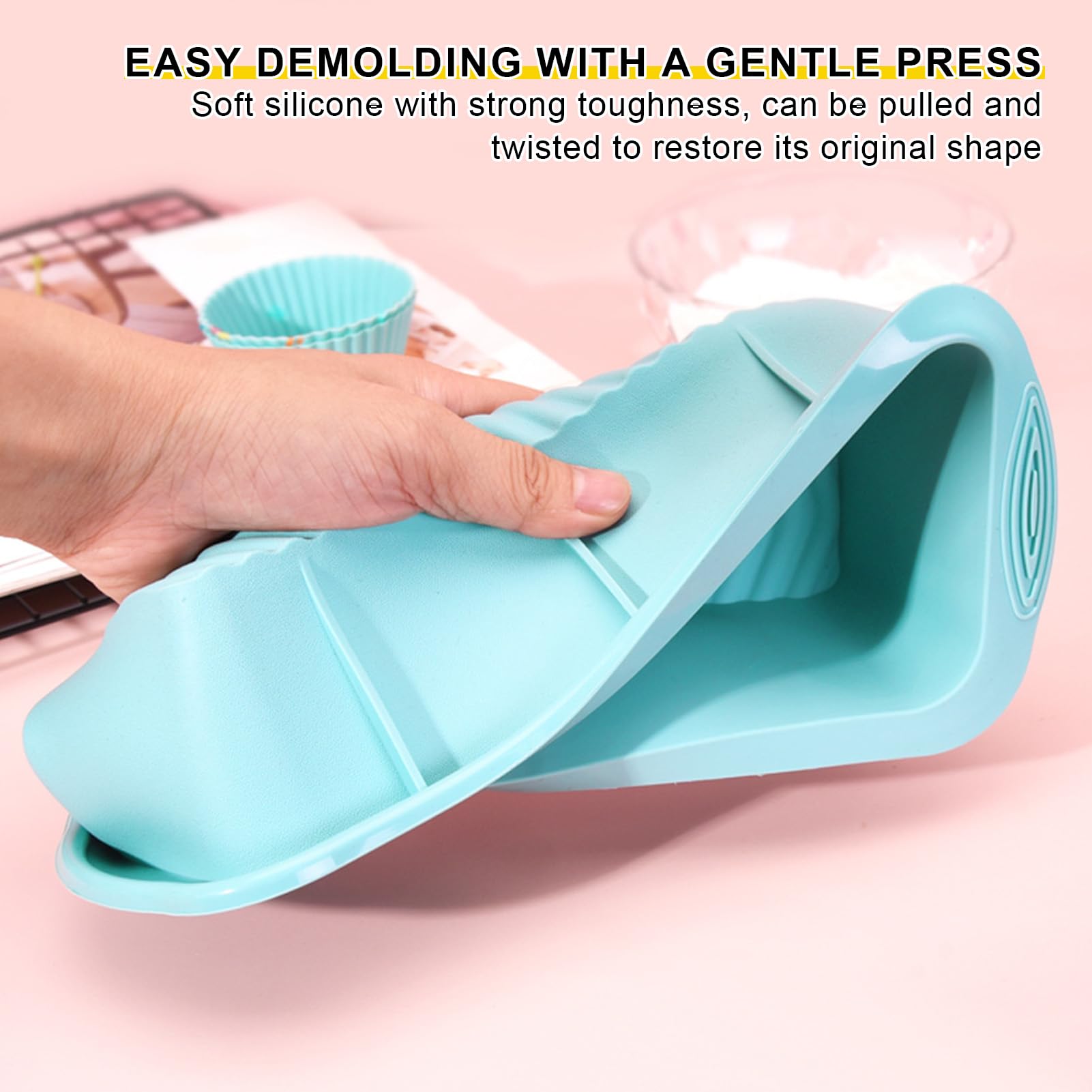 Set di 30 teglie da forno per forno, set di stampi da forno in silicone, antiaderenti, teglia per muffin (rosa)