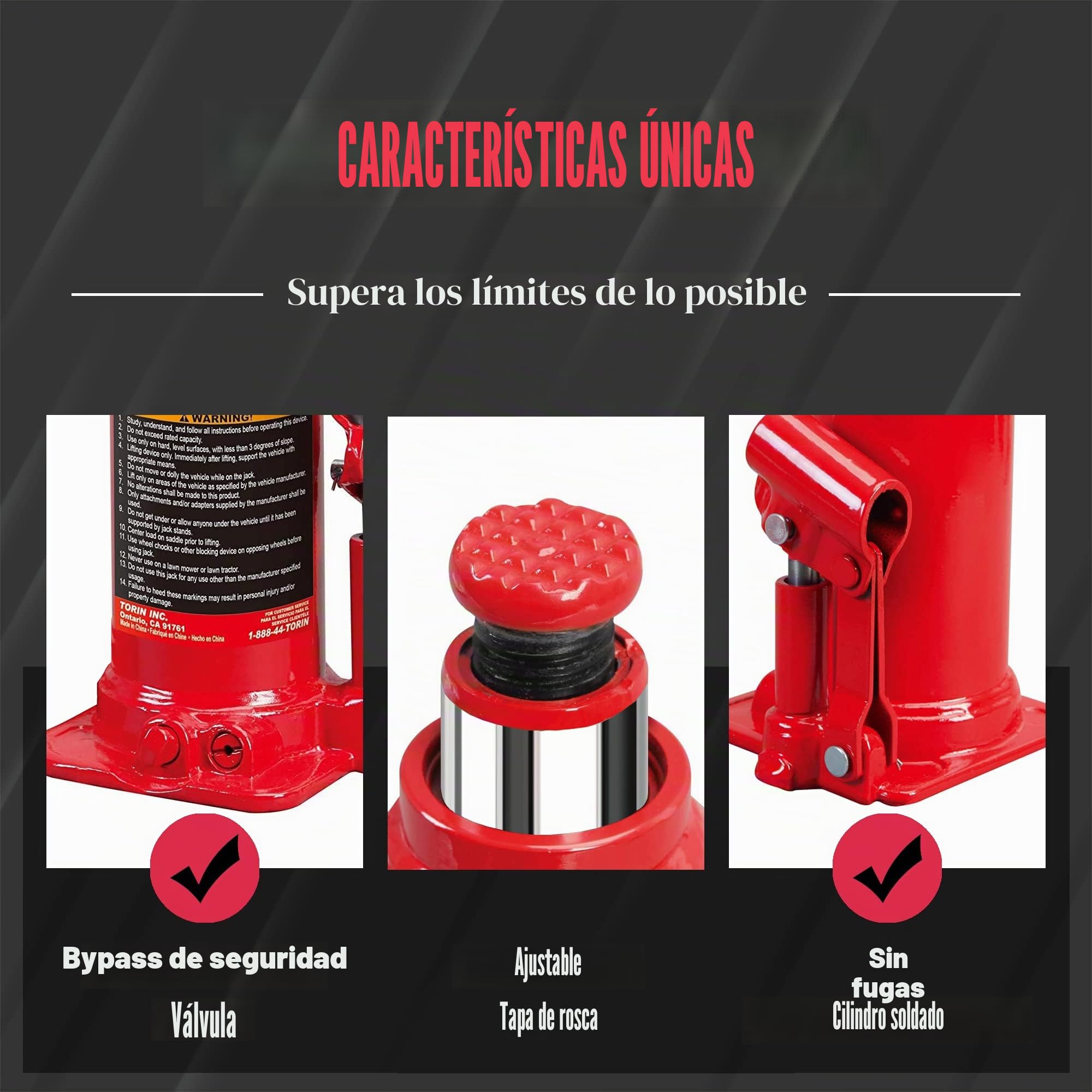 Big Red 20 Ton - Gato hidráulico Torin de 20 toneladas, Fabricado con Soldadura autógena, para reparación de automóviles y elevación doméstica en General