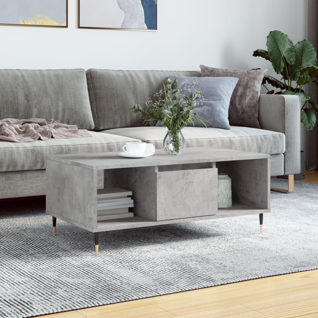 Homgoday Tavolino da caffè grigio cemento, 90 x 50 x 36,5 cm, in legno ingegnerizzato, tavolino da tè per soggiorno, sala d'accoglienza degli ospiti, camera da letto e ufficio mobili tipo 2