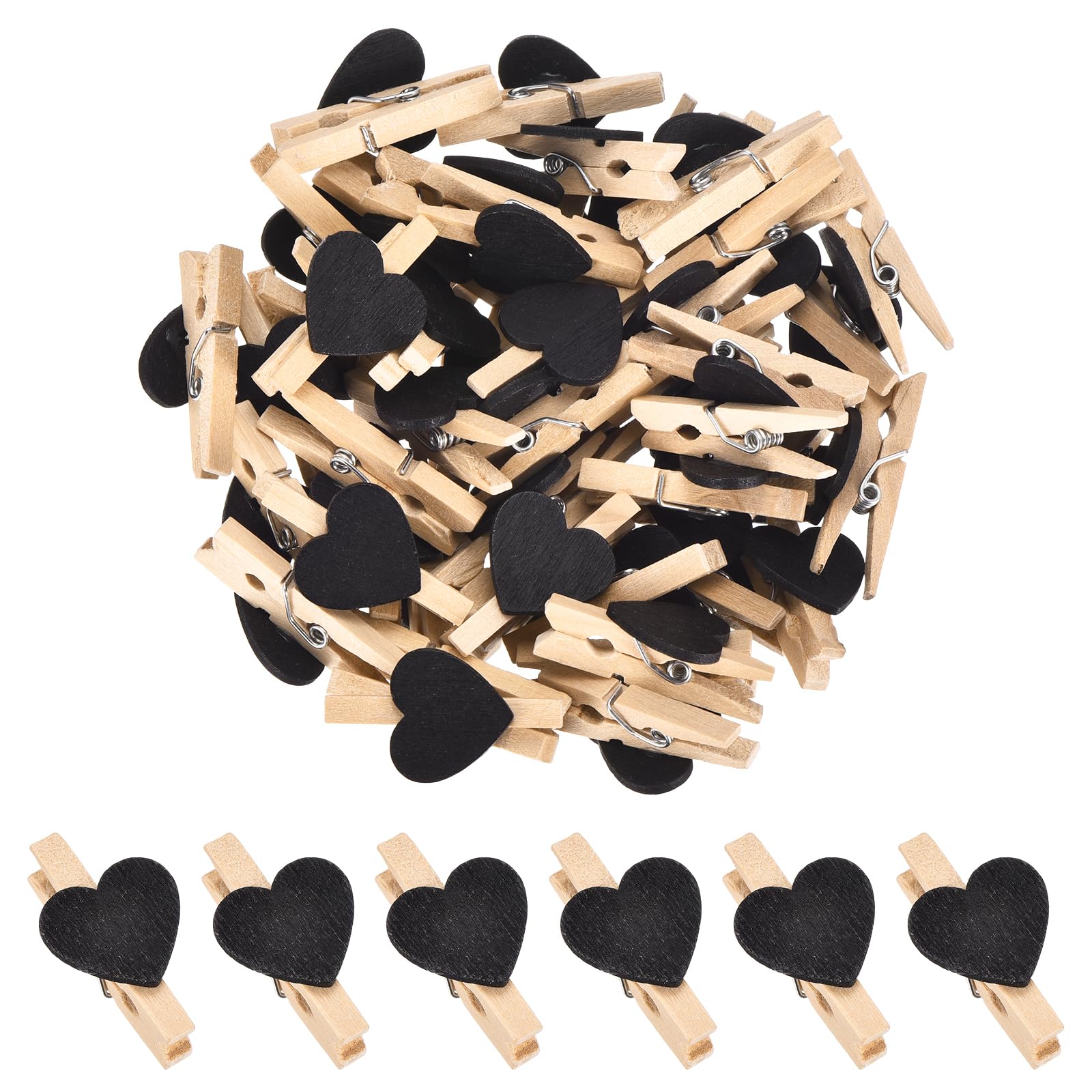 sourcing map 50Pcs Mini Heart Photo Clips 3cm Black