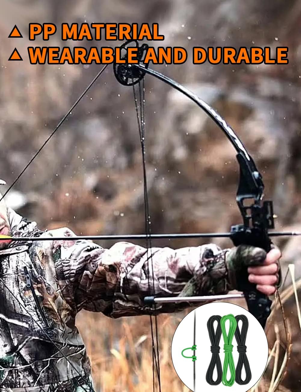 THREE ARCHERS Archery D Loop Rope for Compound Bow D Ring Buckle Release Nocking Loop Material（Pack 3） Bowstring Serving Thread D Loop Buckle (Black+Green) : Sports & Outdoors