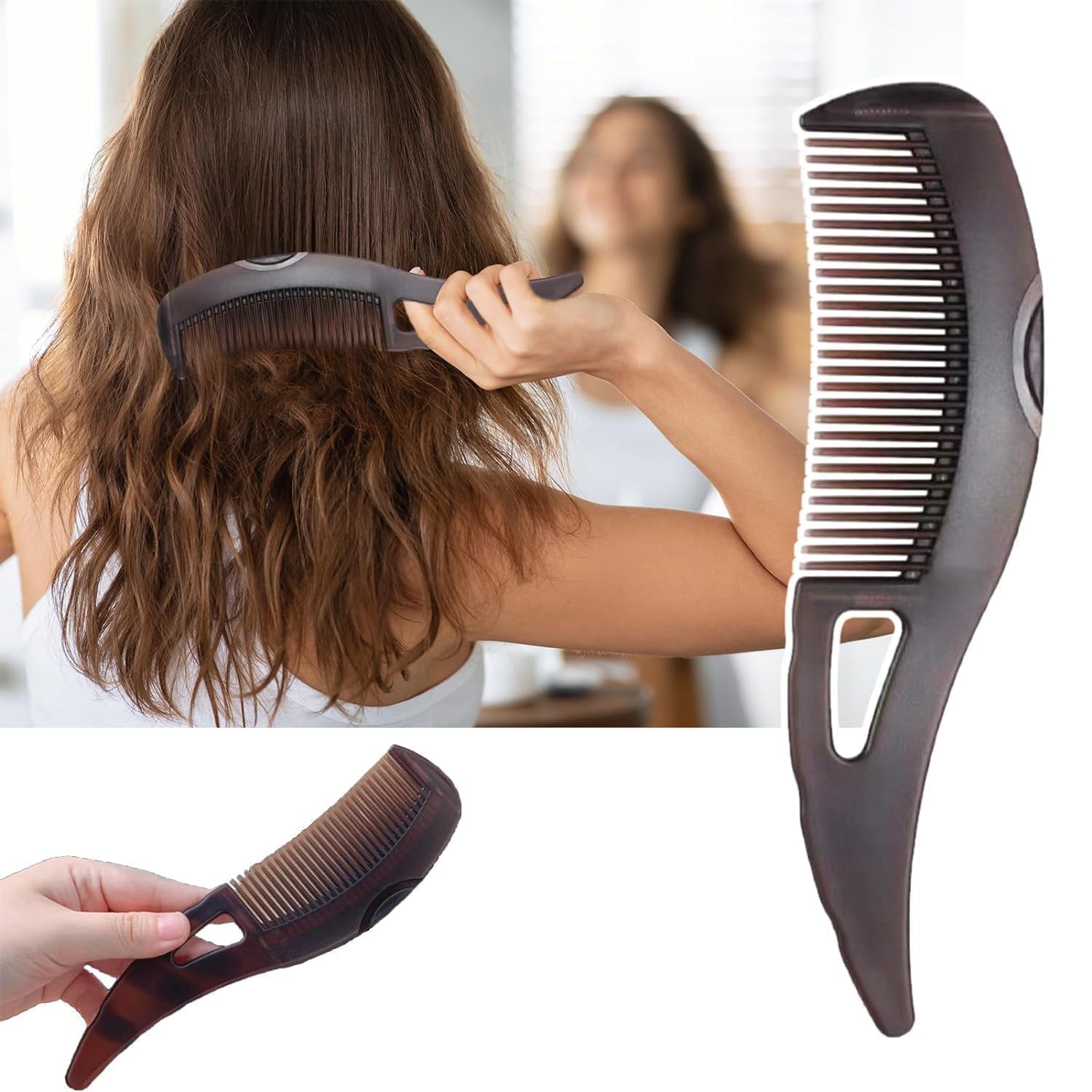 Dandruff Comb Scalp Dandruff Brush for Dandruff Removal, Lice Remover Products, Hair Dressing Comb, Plastic, Brown, Unisex 01-image-36