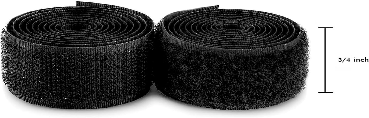 3/4 inch Wide Black Sew on Hook and Loop Tape Non-Adhesive 1 Yd Length Black Nylon Hook Loop Tape Fabric Fastener Set for Military Form Bags Clothes Shoes Backpacks DIY Craft
