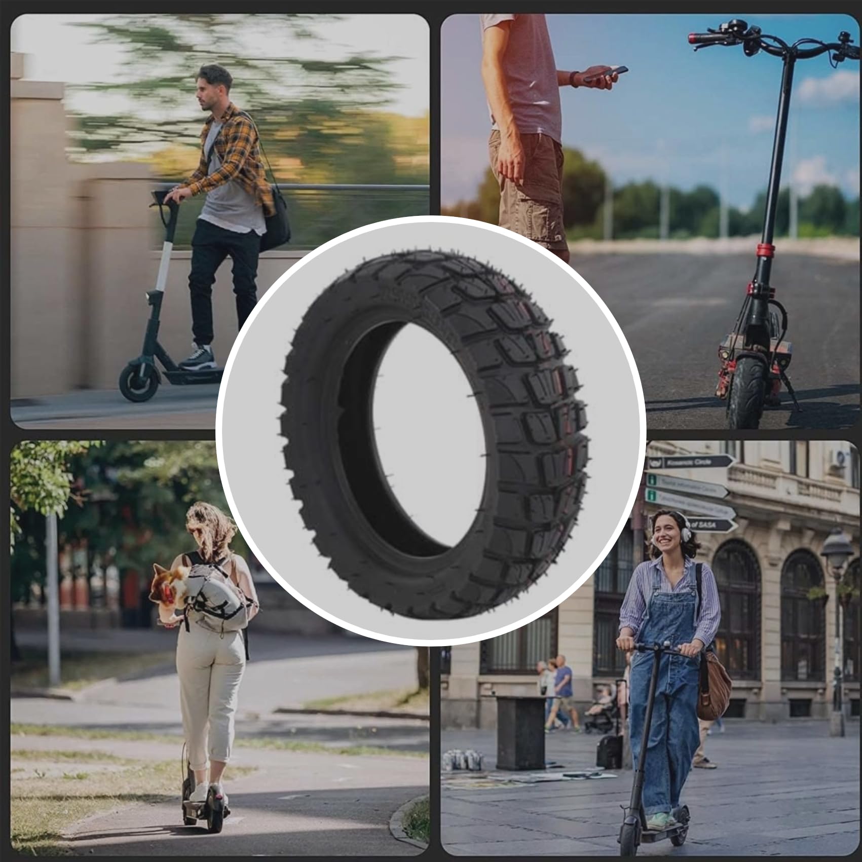 Pneu 80/65-6 avec Chambre à Air 10x3.0, Pneu Tout-Terrain Rechange 10 Pouces pour Trottinette Électrique, Pneu Épais & Chambre à Air avec Valve Coudée, Compatible avec Kugoo M4 / Joyor