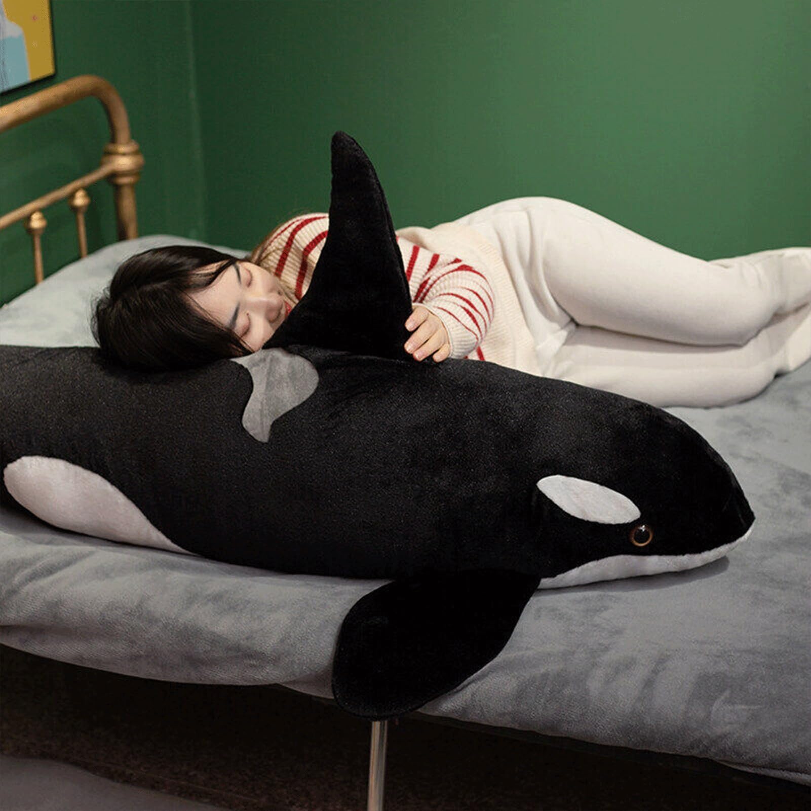 Bambola di peluche Orca, peluche da abbracciare con la balena assassina, peluche realistici con animali dell'oceano morbidi, regali di compleanno for ragazze(130cm/51.2in)