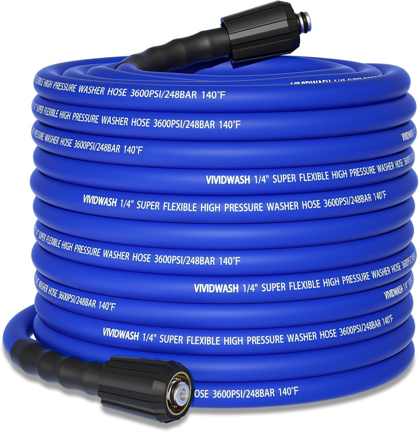 1/4" Super Flexible Pressure Washer Hose Pro 50FT,M22-14/15mm Universal Pressure Washer Replacement Hose 3600PSI,Kink Resistant Upgraded No Leak Power Washer Hose for High Power Washers