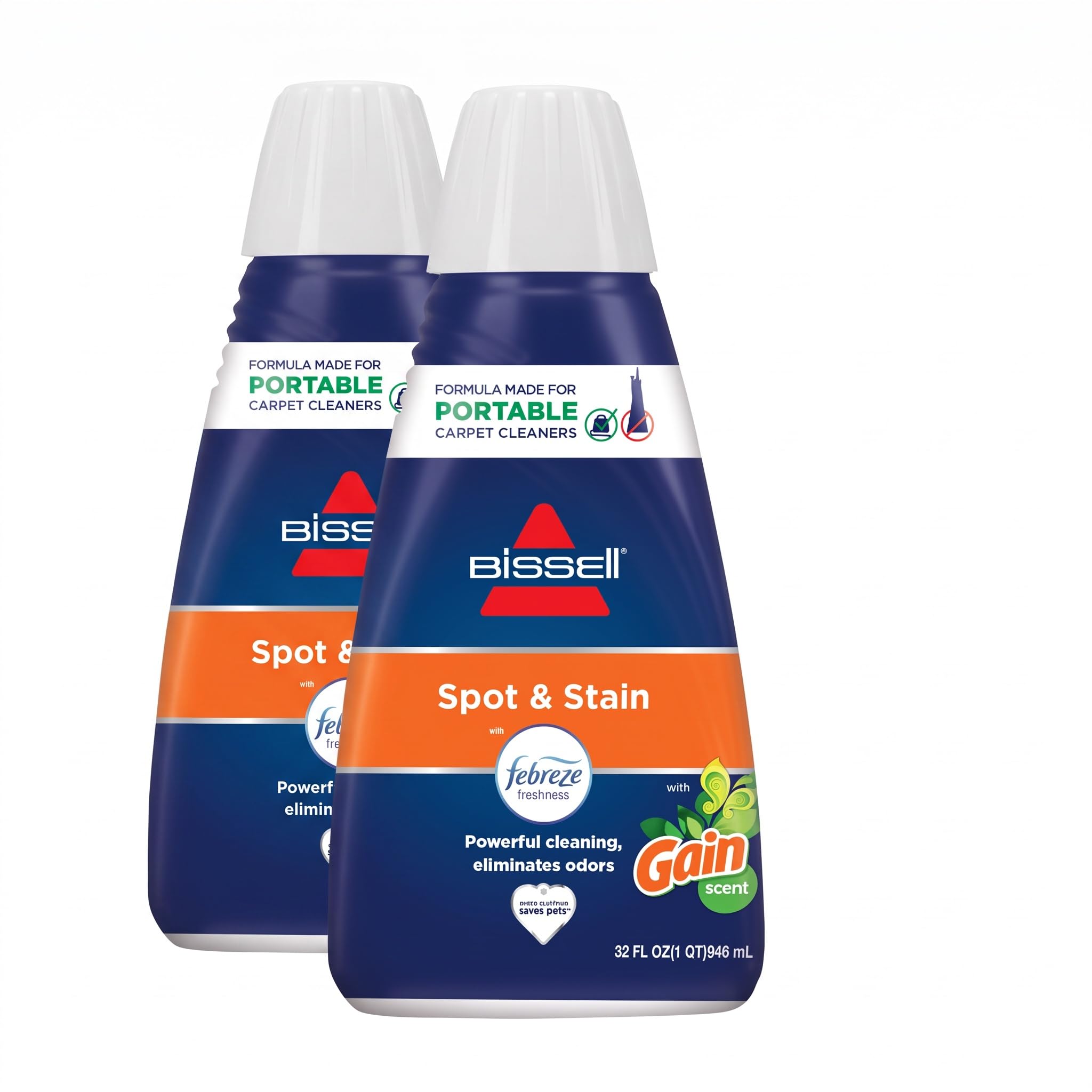 Bissell® Spot &amp; Stain with Febreze + Gain Original Scent Formula for Little Green Devices,Portable Carpet Cleaners (3968),(Pack of 2)