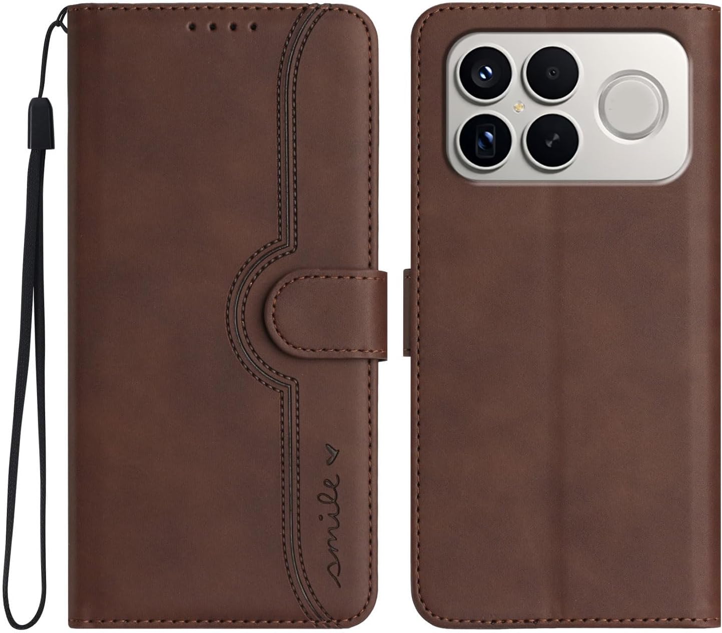 Compatible with Xiaomi Poco F8 Ultra,Compatible with Redmi K90 Pro Max Flip Kickstand Magnetic Card Slot Protective Case Brown