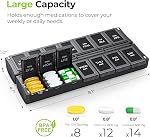 AUVON Innovative Foldable Weekly Pill Organizer Morning Evening with Large Capacity, Pill Case 7 Day AM PM with Dual Protection, User-Friendly Travel Pill Box for Medications, Fish Oils, Vitamins