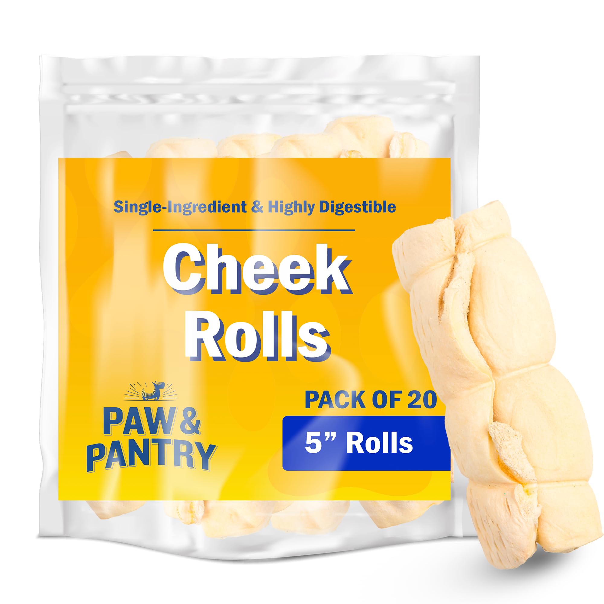 Paw &amp; Pantry 5" All-Natural Beef Rolls for Dogs (Pack of 20) - Single-Ingredient Grain-Free, No Additives, Great Rawhide Alternative