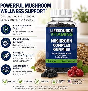 LifeSourceVitamins 10 Mushroom Complex 10:1 Gummies 60 Gummies