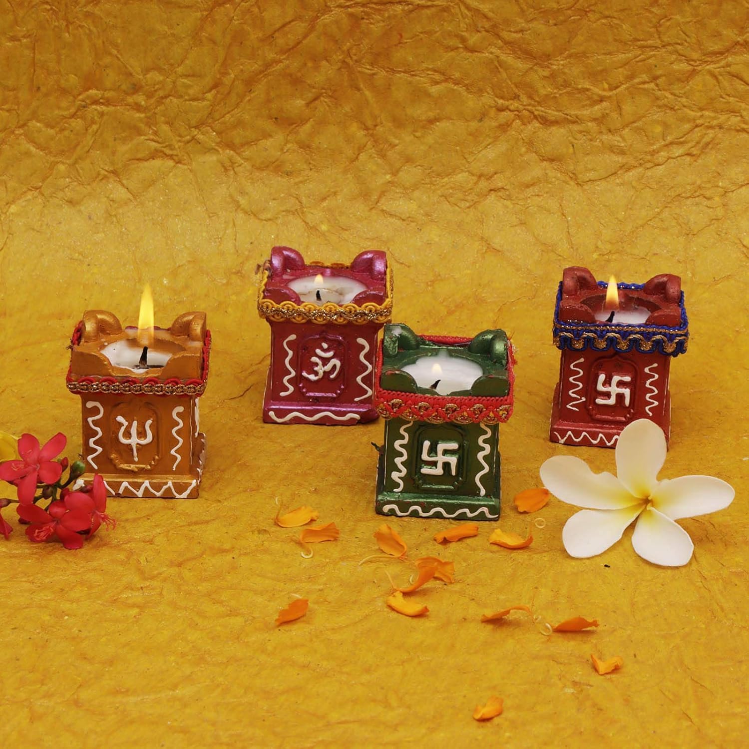 RK_Enterprises Tulsi Diya for Diwali Decoration Handmade | Earthen Clay Terracotta Decorative Tealight Candle Festival Diya Oil Lamps | Pooja Purpose Outdoor Indoor | Handmade | Best Gift (Pack of 8)