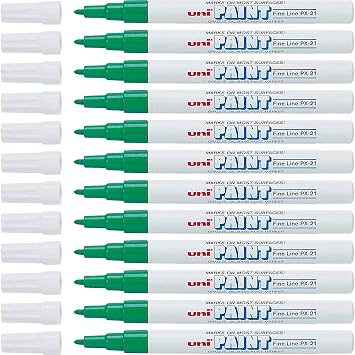 Uni-Paint 63704 PX-21 Oil-Based Paint Marker, Fine Point, Green, 12-Count