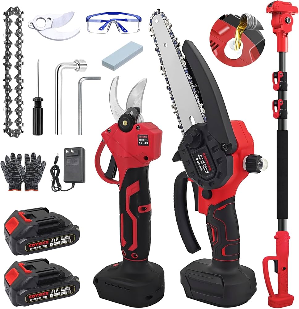 高枝切りチェーンソー 電動 充電式 8インチ 強力 伸縮 剪定鋏 多機能 強力 Amazon | COYXiCE 充電式 高枝チェーンソー 高枝電動剪定バサミ 伸縮式
