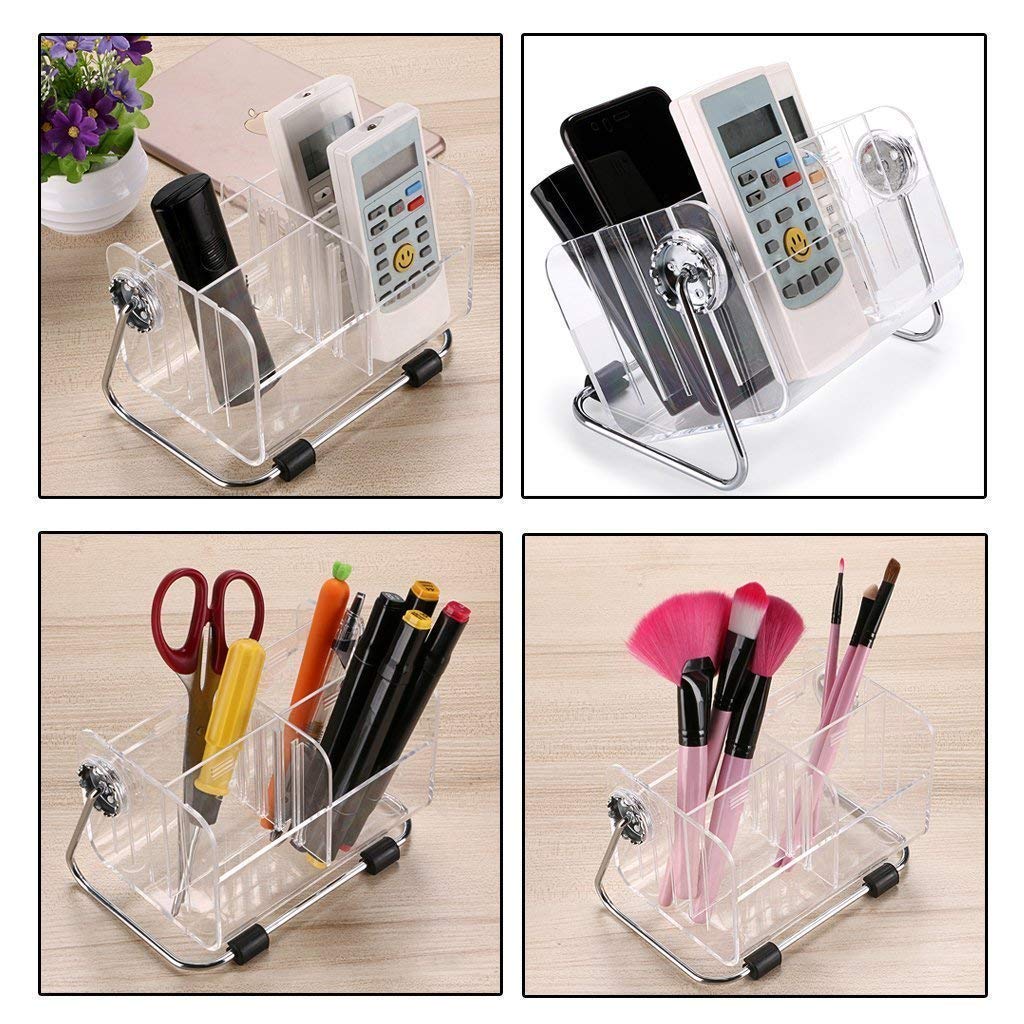 RABBONIX Multipurpose Acrylic Remote Control Holder Stand Organizer For Home & Office (18 * 12 * 11 Cm, Transparent, Stationery) 2