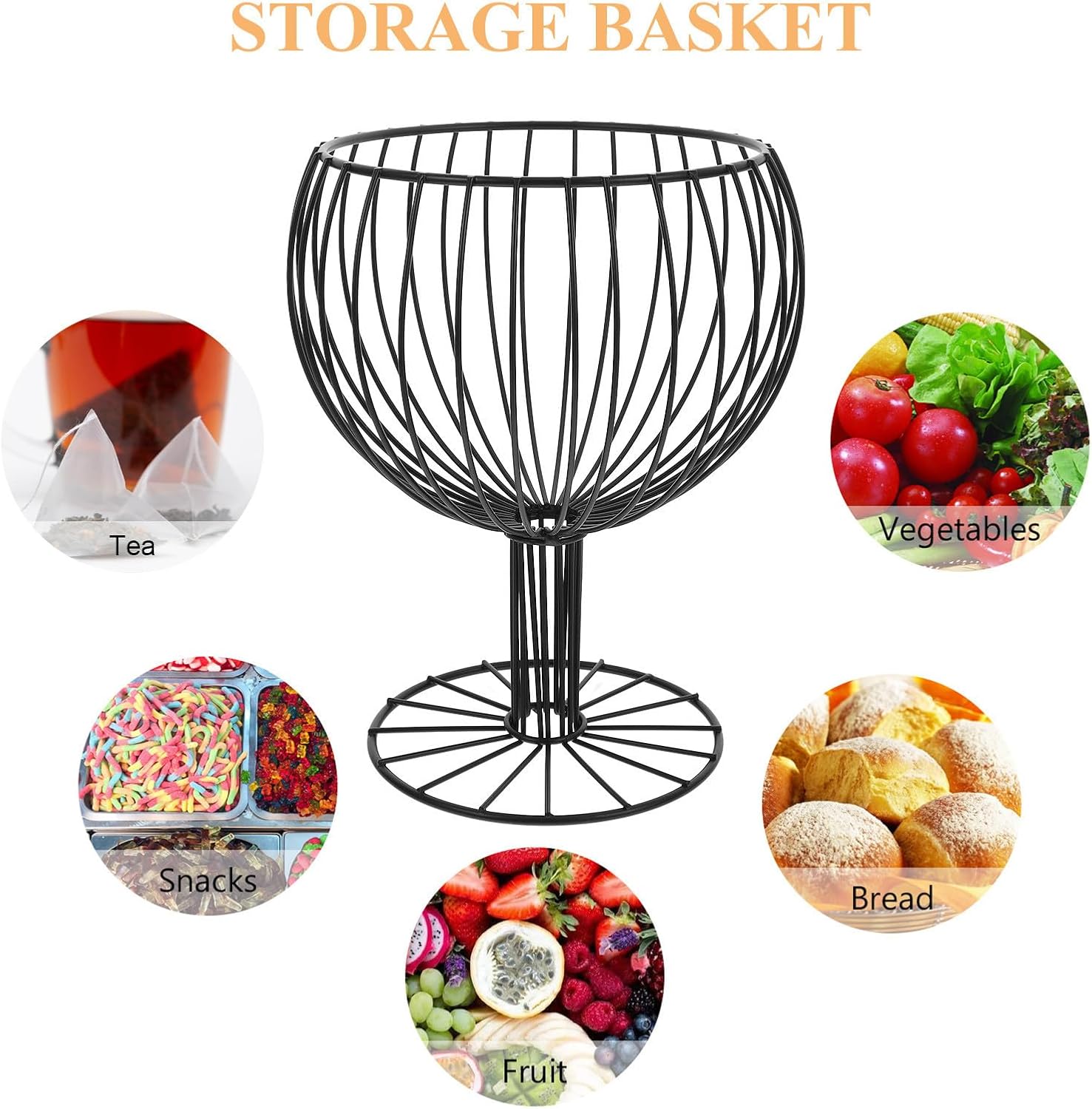 Wine Glass Black Iron Coffee Pod Holder Basket for Home Office