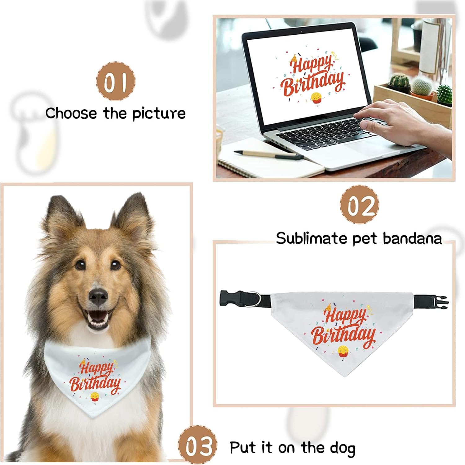 4 PCS White Triangle Dog Bandana Collar, Dog Bandana with Adjustable Buckle Sublimation Blank DIY Dog Bandanas for Dogs and Cats, XL