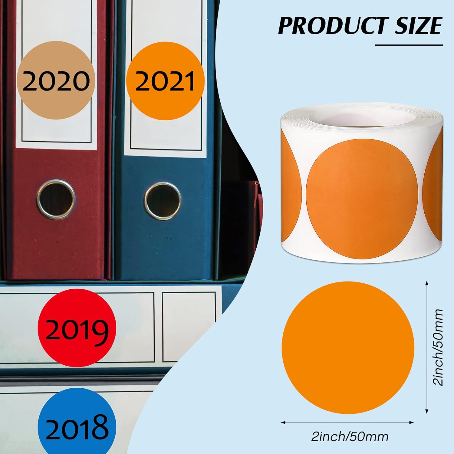 3000 Pieces 2 Inch Round Colored Dot Stickers Color Coding Circle Dot Labels Self Adhesive Color Code Dot Stickers Removable for Inventory Office Home School, 300 Pieces Per Roll, 10 Colors