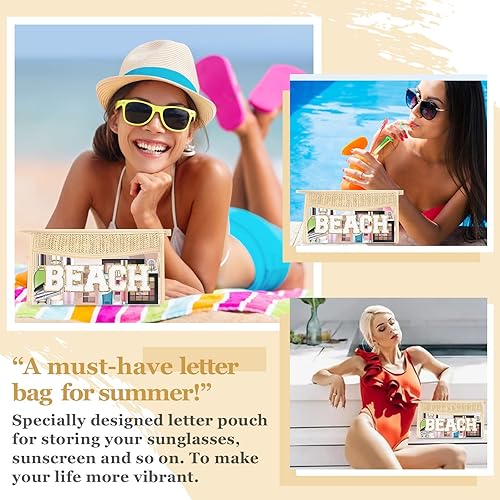 Miniatura 7 de 2 bolsas de playa transparentes con pajitas bohemias para maquillaje, bolsas de protección solar para viajes, pequeña bolsa de felpilla SPF bonita,