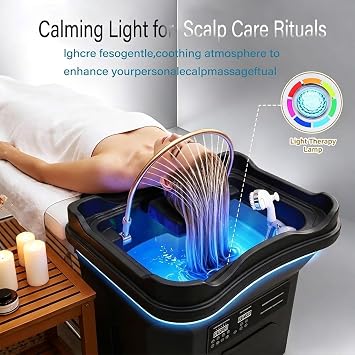 Portable Head Spa Equipment Water Circulation Shampoo Basin 60l Water Tank Thermostatic Circulation Japanese Head Spa Hair Washing Basin Fumigation for Salon Spa Massage (black)