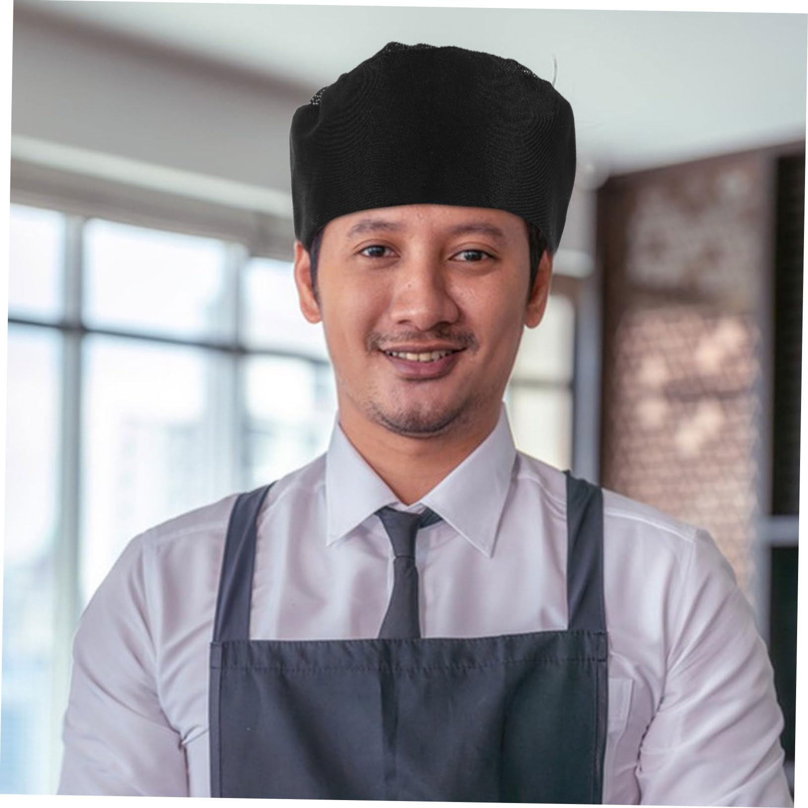 Healvian Cappello da Chef Professionale Nero 4 Pezzi in Poliestere Cotone