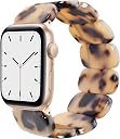 Heesch Tortoise Stretchy Watch Band Compatible with Apple Watch Resin Cute Watch Strap Wristband for iWatch Bracelet for Women Men Girls, 38/40/41mm, 42/44/45/46/49mm, Oval Version
