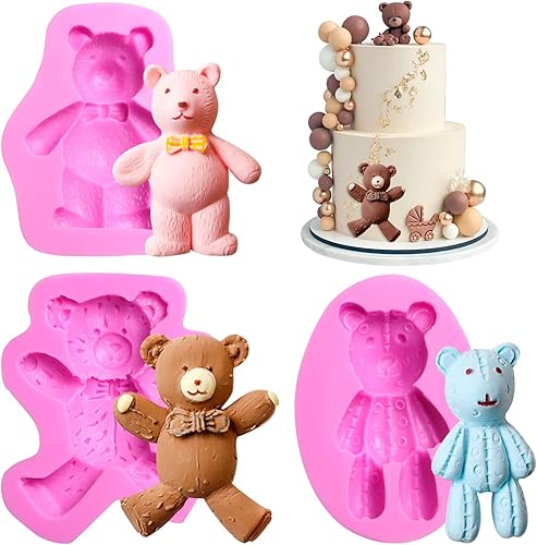 Moldes de silicona para dulces de oso, oso de peluche, moldes para hornear de chocolate para baby shower, cumpleaños, boda, decoración de pasteles,