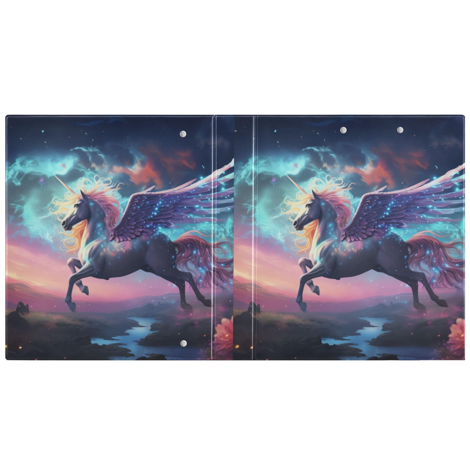 3 Raccoglitori ad Anelli 1121 Unicorno 3,8 cm Raccoglitore Anelli Rotondi Contiene 200 Fogli Interni, Tasche Trasparenti, Tavolette da Scrittura per Ufficio Scuola Lavoro, Confezione da 2