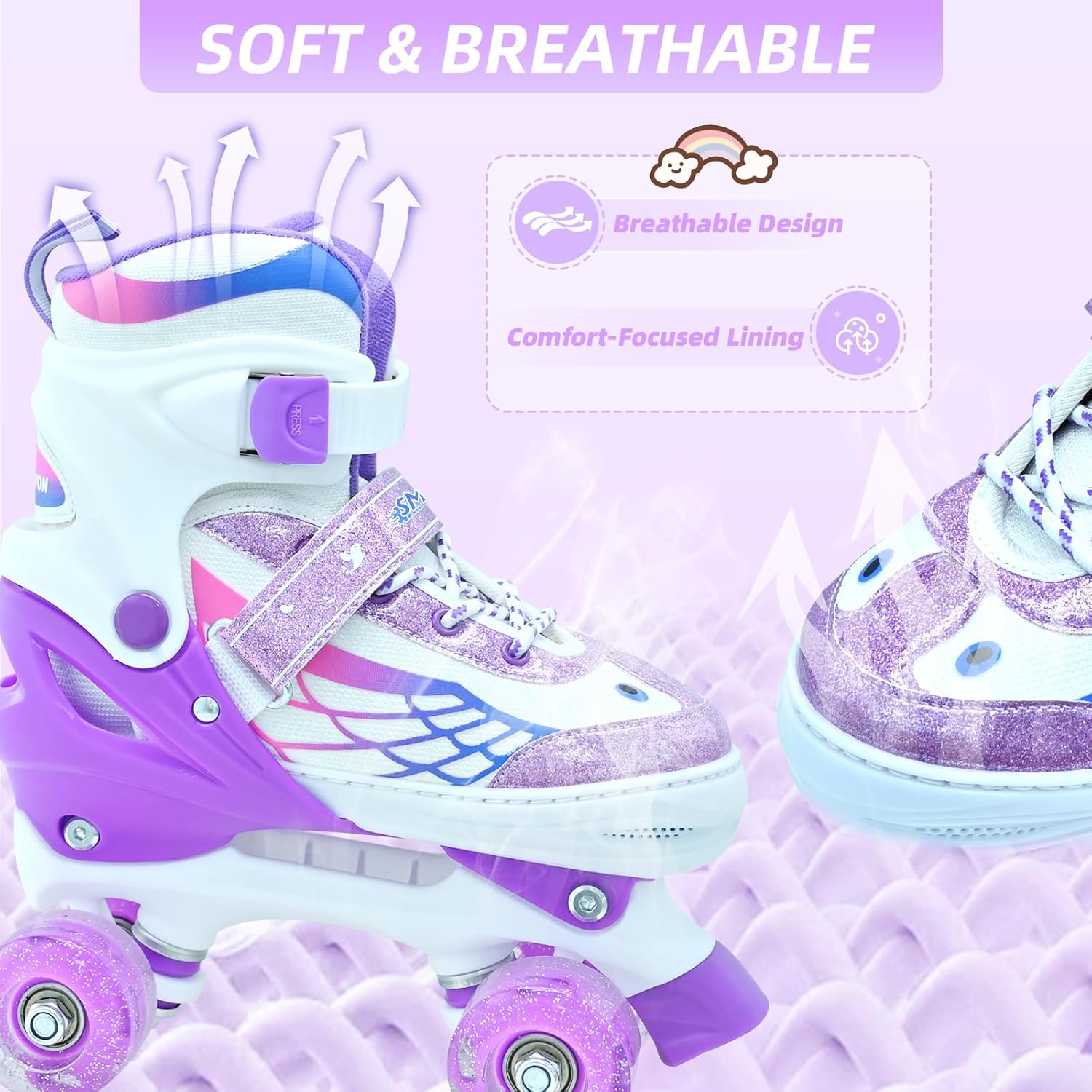 Roller Skates for Boys Girls, Kids Skates, Adjustable Roller Skates with Light Up Wheels for Ages 3-12 RollerSkates for Youth Beginner