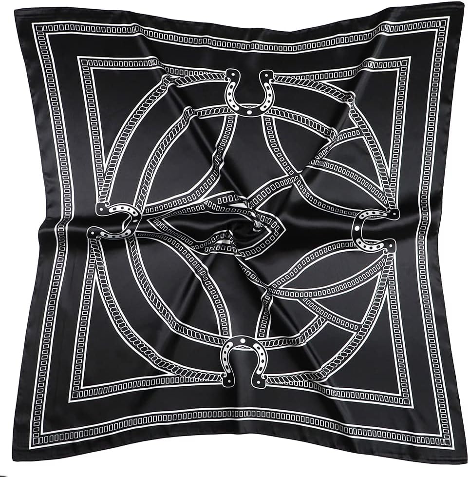 vabovin Silk-Like Satin Head Scarf for Women - 35 Inch Square Printed Bandana Hair Wrap Fashion Accessory