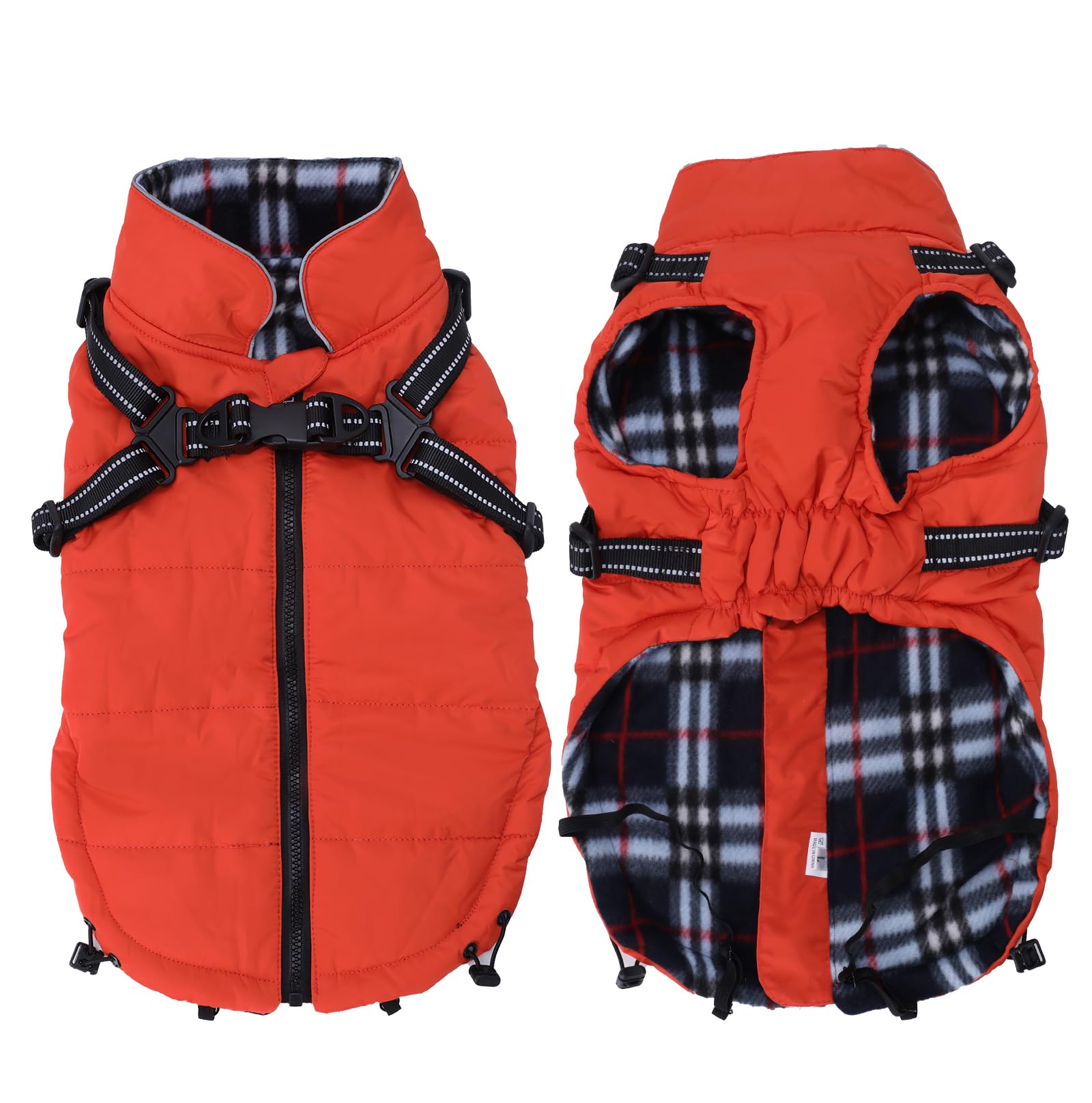 Manteau chaud pour chien avec harnais intégré orange XL pour l'hiver