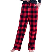 بنطلون بيجامة نسائي من Giggling Getup، بنطلون بيجامة من الصوف الناعم من الفلانيل، بنطلون للنوم والاسترخاء مع جيوب ورباط