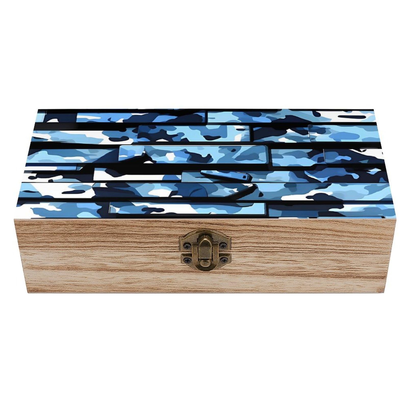 Boîte en bois avec couvercle bleu pour ranger vos précieux souvenirs