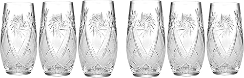 Neman Vasos de cristal rusos vintage de 10 onzas, hechos a mano, vasos de cristal antiguos, juego de 6