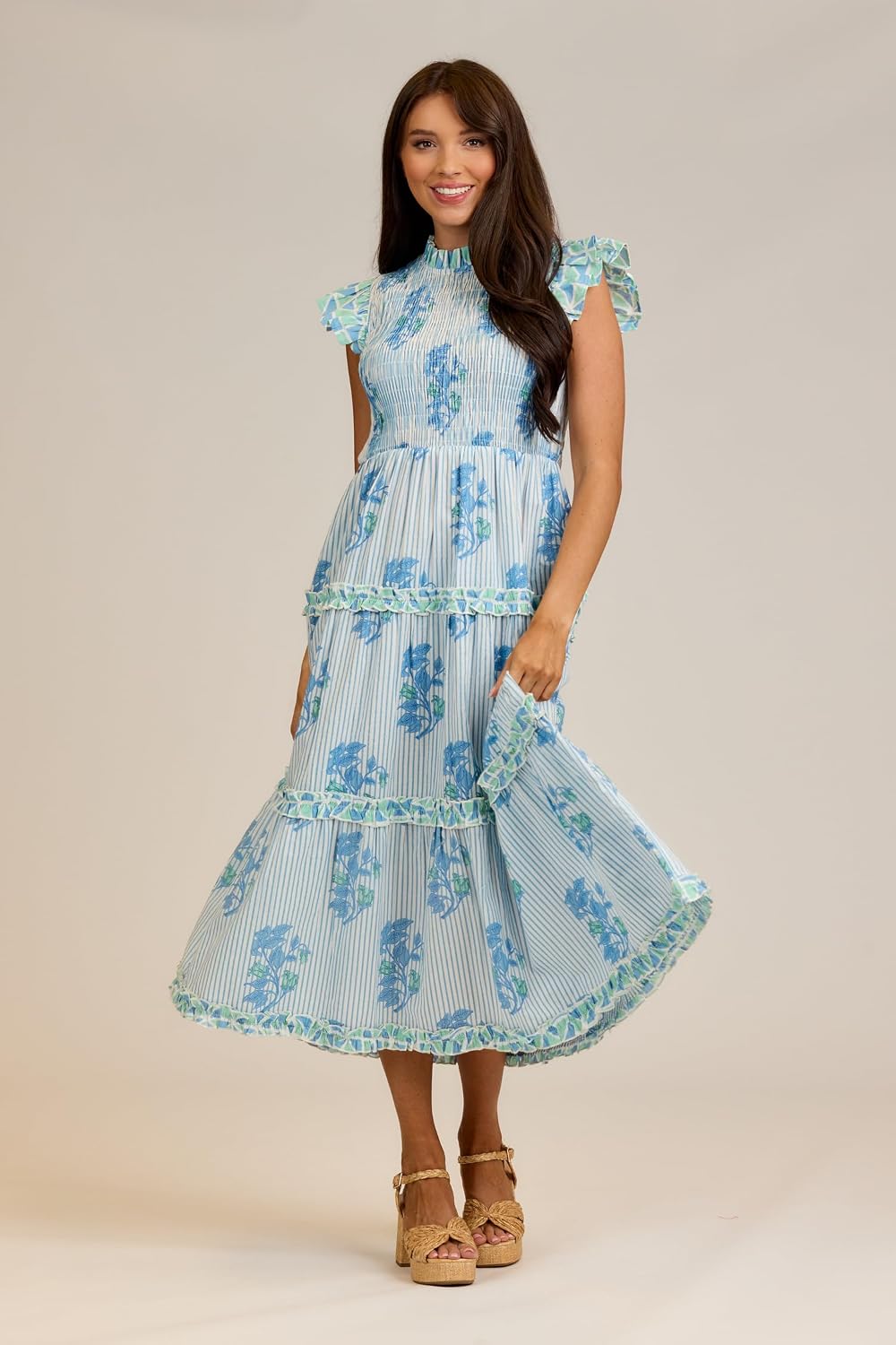 Mud Pie Women's Perin Smocked Midi Dress
