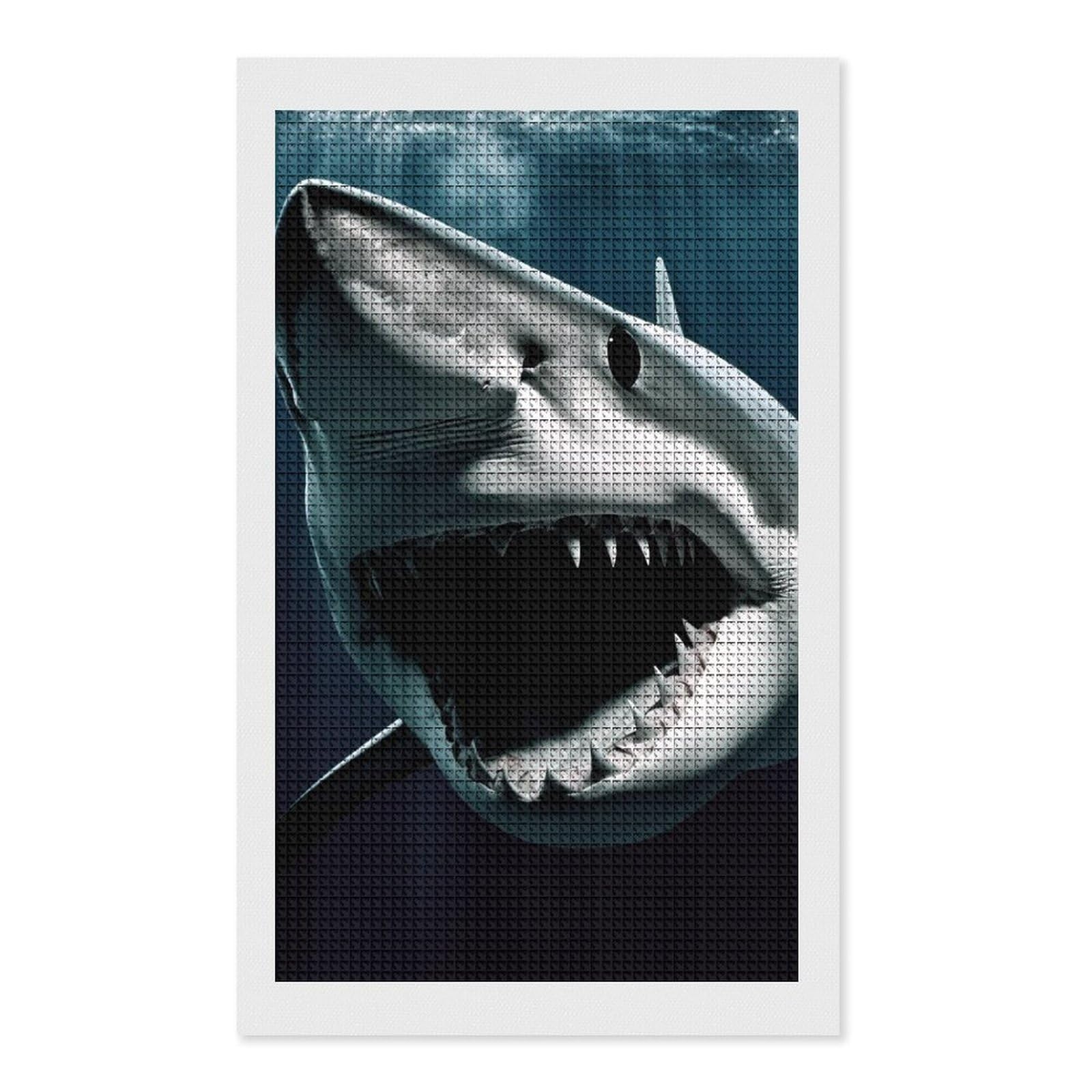 Shark Diamond Art Kits for Adults, DIY 5D Diamonds Painting Kits for Beginner, Round Full Drill Diamond Dots Painting, 12"x20" Diamonds Pictures Gem Art and Crafts Wall Decor