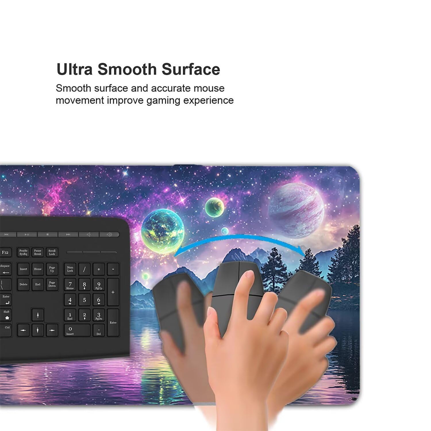 Podkładka pod mysz do gier XXL Mousepad 1600 x 800 mm, duża podkładka pod biurko z antypoślizgową gumową podstawą do gier, komputera, poprawia precyzję i szybkość (Planet Lacs) X-919