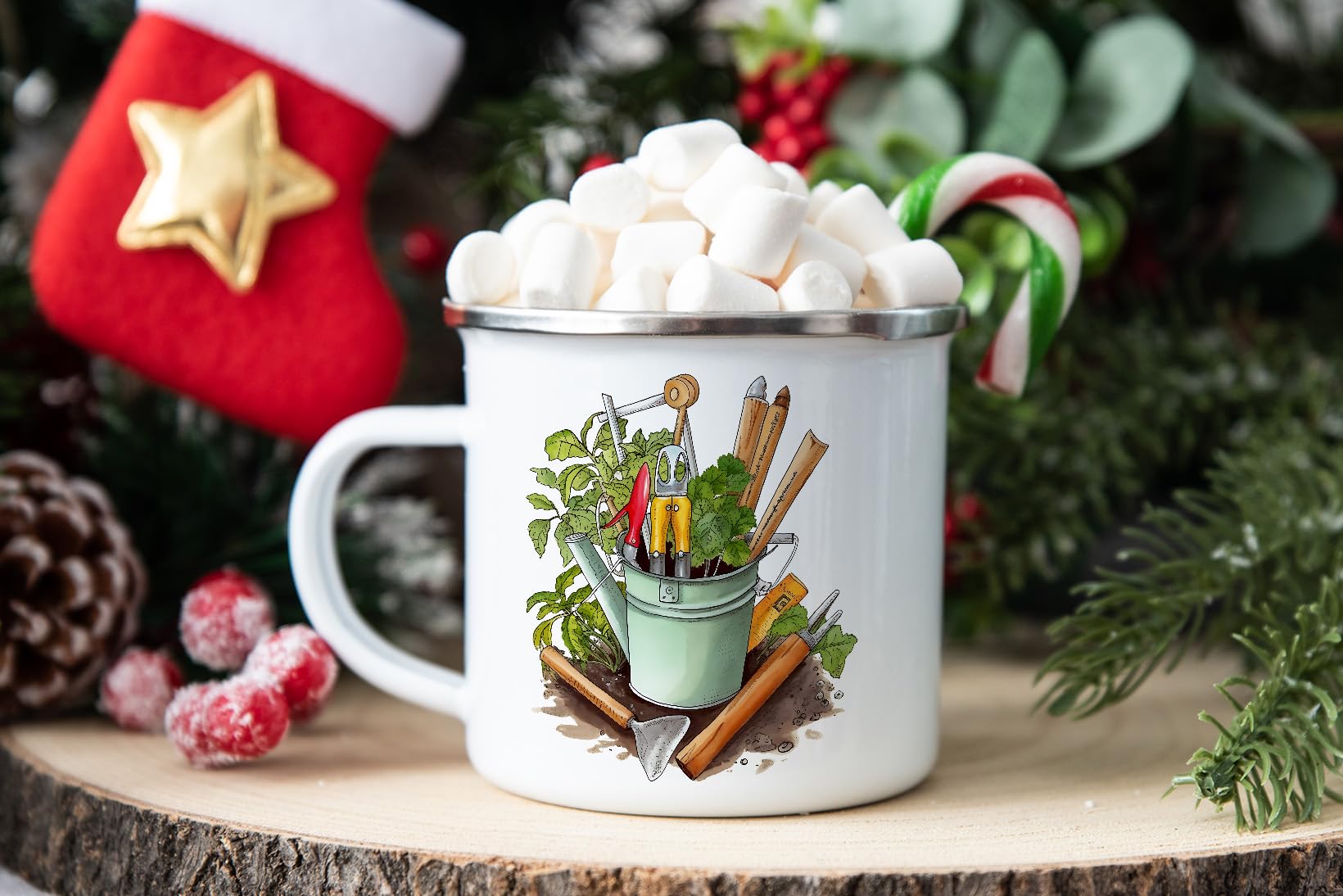 MAXIKIWI - Durable Enamel Coffee or Tea Camping Mug for Indoor Outdoor Use - Gardening Collection - 350ml - Image 6