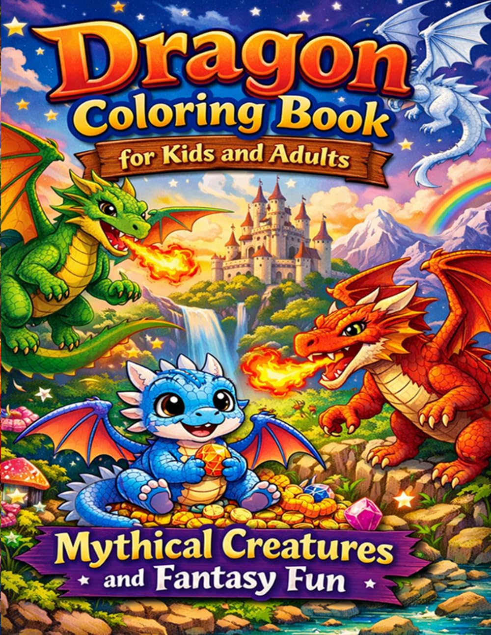 Dragon Coloring Book for Kids and Adults: Mythical Creatures and Fantasy Fun: Magical Dragons Easy to Detailed Designs for Relaxation Creativity and Stress Relief