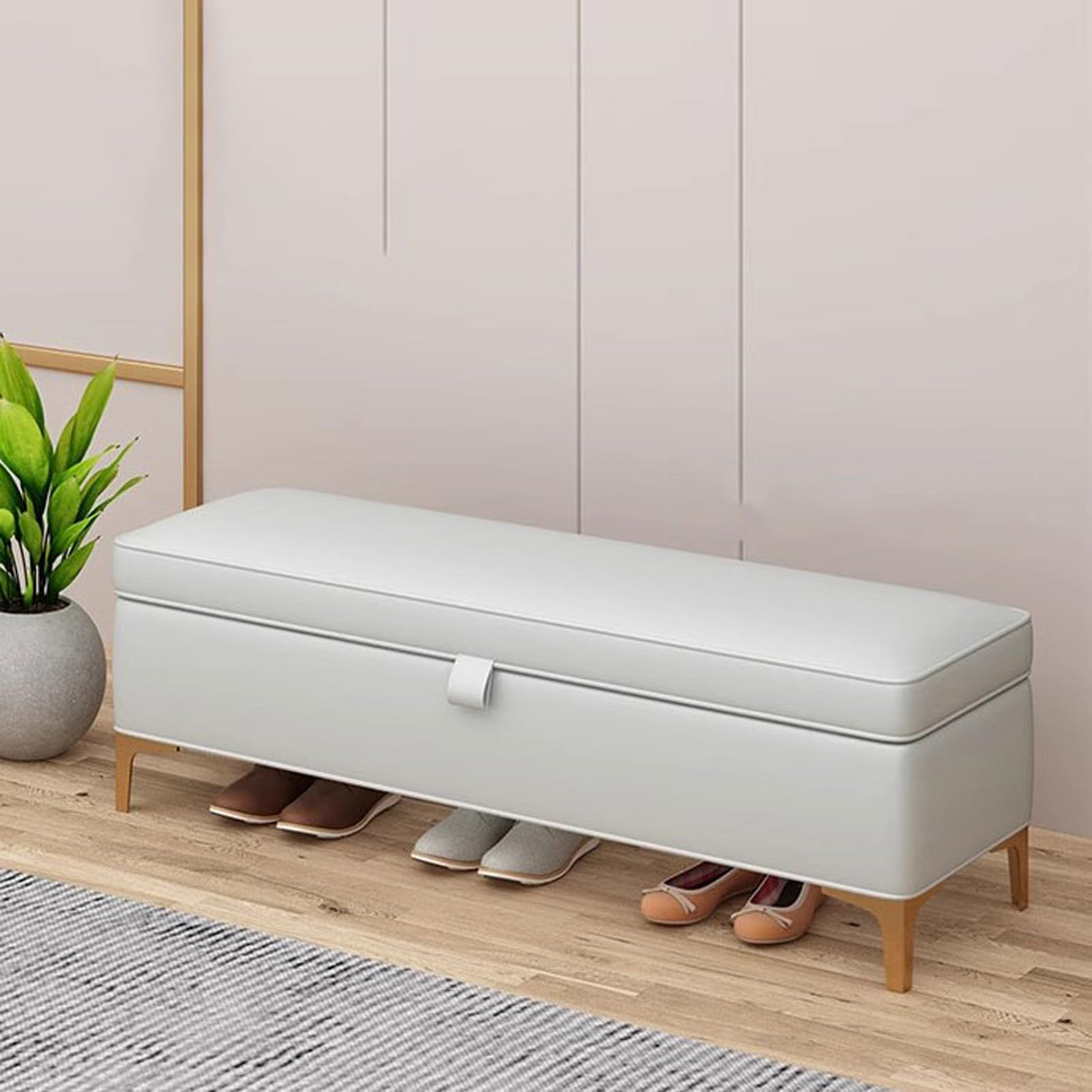 Banc de lit en cuir au design élégant et assise rembourrée haut de gamme